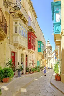 Birgu Prints: Street of picturesque Vittoriosa (Birgu), Valletta, Malta