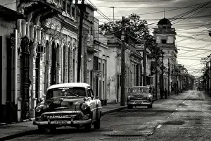 Classic Prints: Street scene at dawn, Cienfuegos, Cuba, Caribbean