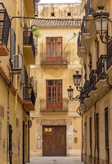 Street Scene Prints: Street scene in the old town (El Carmen) of Valencia, Spain