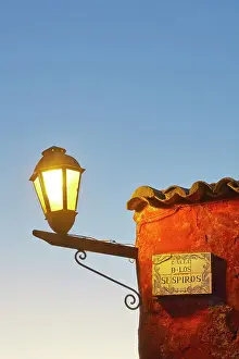 A detail of the Street of Sighs (Spanish: Calle de los Suspiros) at twilight, in the historical cask of Colonia de Sacramento, Uruguay. Colonia was declared UNESCO World Heritage Site in 1995