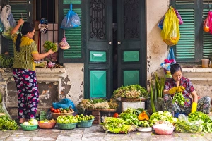 Seller Gallery: Street vegetable seller, Hanoi, Vietnam