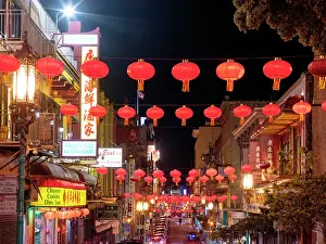 China Town Prints: Streets of China Town at Night, San Francisco, California, USA