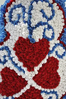 Images Dated 13th October 2011: Streets decorated with paper flowers. People festivities (Festas do Povo). Campo Maior