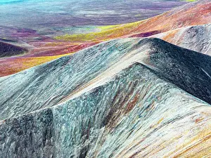 Striped Prints: Striped colorful rocks on Galan Volcano, Puna, Catamarca, Argentina