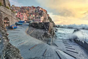 Wind Gallery: a strong storm hits the village of Manarola, Cinque Terre National Park