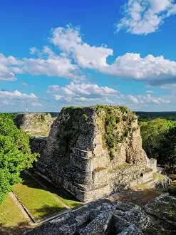 Becan Prints: Structure I, elevated view, Becan Archaeological Site, Campeche State, Mexico