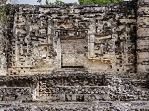State Of Campeche Prints: Structure II with menacing jaws of the serpent god Itzamna entrance