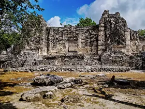State Of Campeche Prints: Structure II with menacing jaws of the serpent god Itzamna entrance