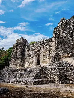 State Of Campeche Prints: Structure II with menacing jaws of the serpent god Itzamna entrance