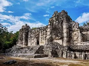 State Of Campeche Prints: Structure II with menacing jaws of the serpent god Itzamna entrance
