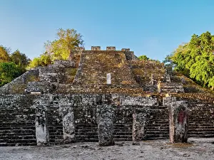 State Of Campeche Prints: Structure II at sunrise, Calakmul Archaeological Site, Campeche State, Mexico