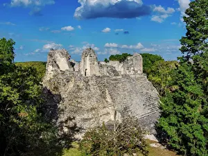Becan Prints: Structure IV, elevated view, Becan Archaeological Site, Campeche State, Mexico