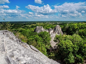 Becan Prints: Structure VIII seen from Structure IX, Becan Archaeological Site, Campeche State, Mexico