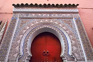 Stucco work on a mosque. Medina, Marrakech. Morocco