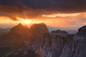 Passo Pordoi Prints: Stunning sunset on Sassolungo group. Fassa Valley, Trentino, Dolomites, Italy, Europe