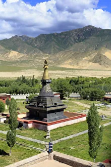 Tibet Prints: Stupa, Samye Monastery (Samye Gompa), Dranang, Shannan Prefecture, Tibet, China