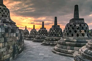 Images Dated 13th September 2018: Stupas, Candi Borobudur buddhist temple, Muntilan, Java, Indonesia