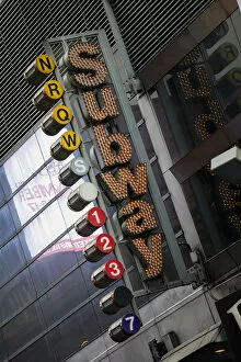 Lit Up Gallery: Subway neon sign, Manhattan, New York, USA