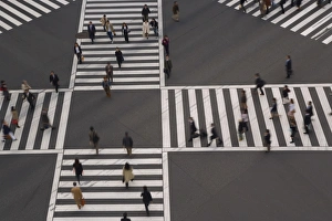 Ginza Prints: Sukiyabashi Pedestrian Crossing, Ginza, Tokyo, Japan