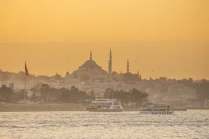 Muslim Prints: Suleymaniye Camii (Mosque) across the Bosphorus, Istanbul, Turkey