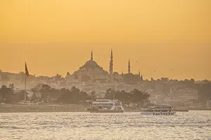 Suleymaniye Camii (Mosque) across the Bosphorus, Istanbul, Turkey