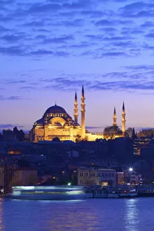 Images Dated 13th June 2013: Suleymaniye Mosque at Dusk, Istanbul, Turkey