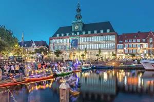 Summer Evening Prints: Summer festival on the water of the Ratsdelft in front of the town hall