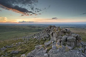 Summer sunset over Dartmoor National Park, Devon, England. Summer (July)