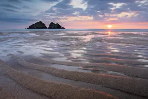 June Prints: Summer sunset over Holywell Bay Beach near Newquay, Cornwall, England. Summer (June) 2024