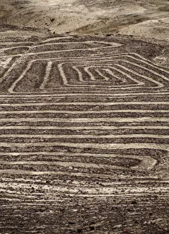 Ica Region Prints: The Sun Clock Geoglyph, Palpa, Ica Region, Peru