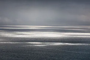 Water Surface Prints: Sun impression with sea fog - Spain, Basque Country, Bizkaia, Bilbao