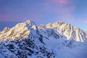 Monte Disgrazia Prints: The sun is rising on the north wall of the Disgrazia Mountain and on Ventina Peak