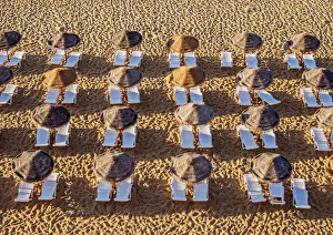 Algarve Prints: Sunbeds on Pescadores Beach, Albufeira, Algarve, Portugal