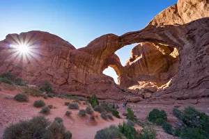 Usa National Park Prints: Sunburst at Double Arch, Arches National Park, Moab, Utah, USA