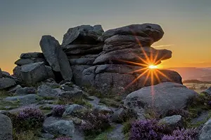 Gritstone Prints: Sunburst through Millstone Edge, Peak District National Park, Derbyshire, England