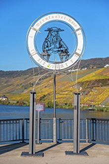 River Mosel Prints: Sundial at Bernkastel-Kues, Mosel, Mosel valley, Rhineland-Palatinate, Germany