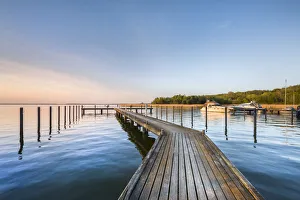 Sundown at marina, Jasmunder Bodden, Ralswiek, RAogen Island, Mecklenburg-Western