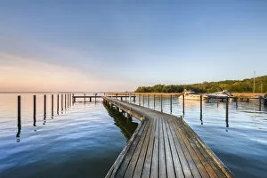 Images Dated 16th May 2017: Sundown at marina, Jasmunder Bodden, Ralswiek, RAogen Island, Mecklenburg-Western