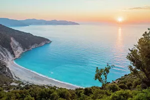 Images Dated 19th July 2022: Sunest at Myrtos Beach, Kefalonia, Ionian Islands, Greece