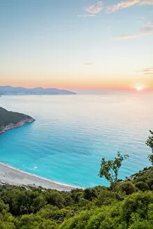 Images Dated 19th July 2022: Sunest at Myrtos Beach, Kefalonia, Ionian Islands, Greece