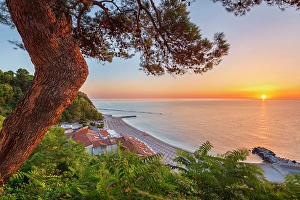 Adriatic Sea Prints: Sunrise on Adriatic sea from Numana beach