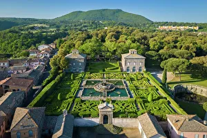Basin Prints: Sunrise at beautiful gardens of Villa Lante. Bagnaia, Viterbo district, Lazio, Italy