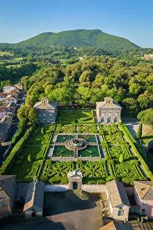 Basin Prints: Sunrise at beautiful gardens of Villa Lante. Bagnaia, Viterbo district, Lazio, Italy