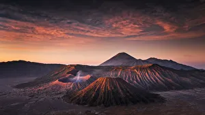 Sunrise in Bromo volcano with epic colors, Giava island