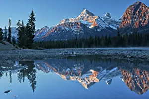 Q2 2023 Prints: Sunrise on the Canadian Rocky Mountains reflected in the Athabasca River