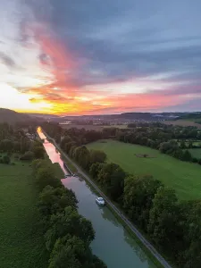 Waterways Prints: Sunrise on the Canal de Bourgogne, Burgundy, France
