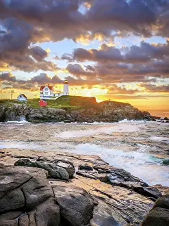 Rugged Prints: Sunrise at Cape Neddick Lighthouse also called Nubble Lighthouse
