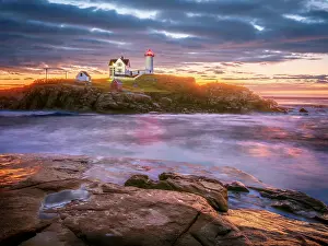 Rugged Prints: Sunrise at Cape Neddick Lighthouse also called Nubble Lighthouse