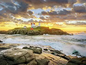 Rugged Prints: Sunrise at Cape Neddick Lighthouse also called Nubble Lighthouse