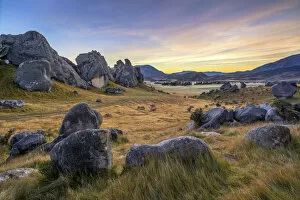 Sunrise at Castle Hill reserve, Canterbury, New Zealand